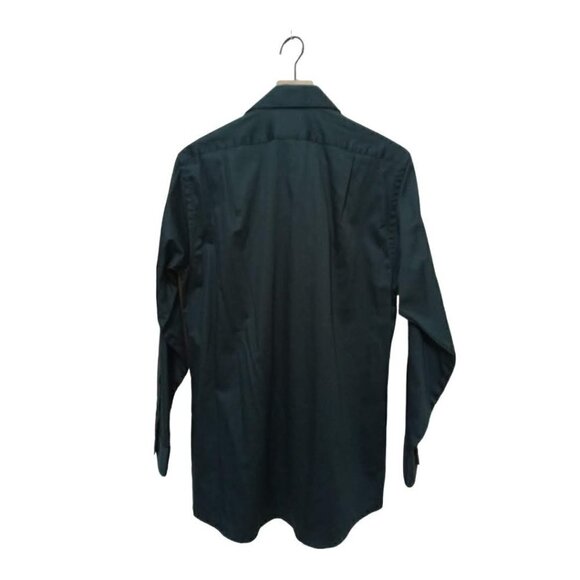 Van Heusen Deep Teal Lux Sateen Button Down Dress Shirt Sz M 15 (32/33) - Picture 3 of 6